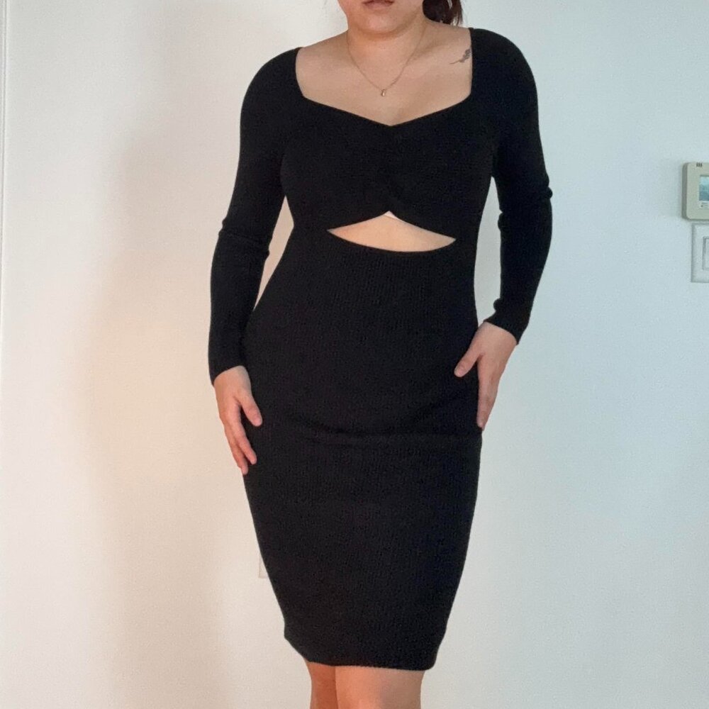 ABERCROMBIE & FITCH - Knit Black Midi Dress (Size S)